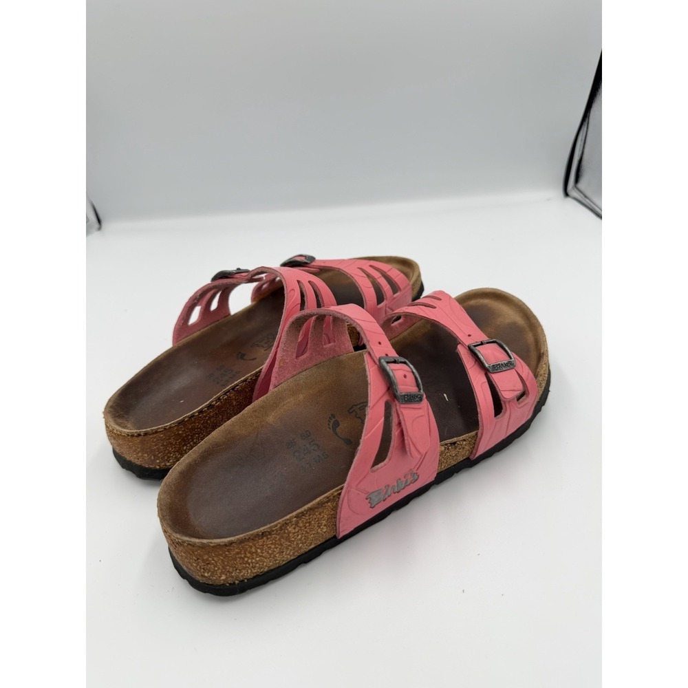 Birki's Birkenstock Leather Adjustable Sandals Slide Pink Women Size L 7